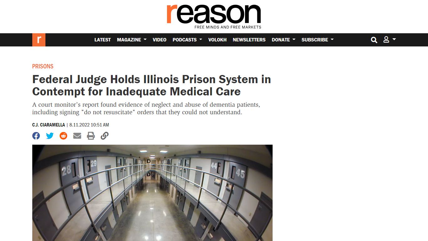 Federal judge holds Illinois prison system in contempt for inadequate ...